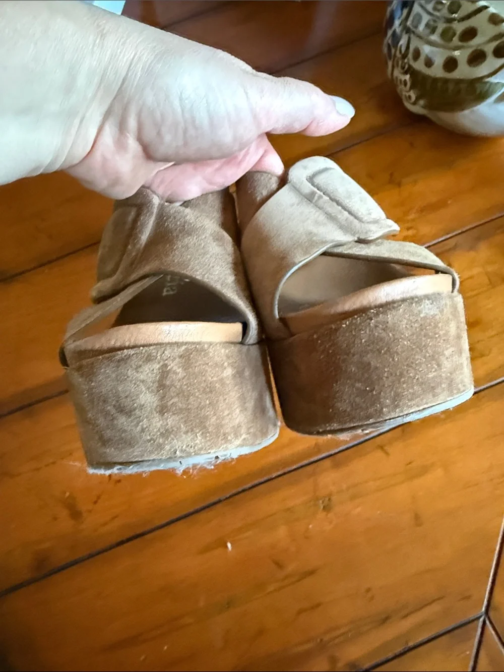 Pedro Garcia Brown Suede Platform Slide Sandals